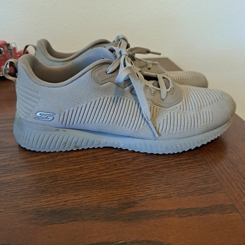 Skechers BOBS Squad Tough Talk Taupe Knit Sneakers 58771R Womens 10